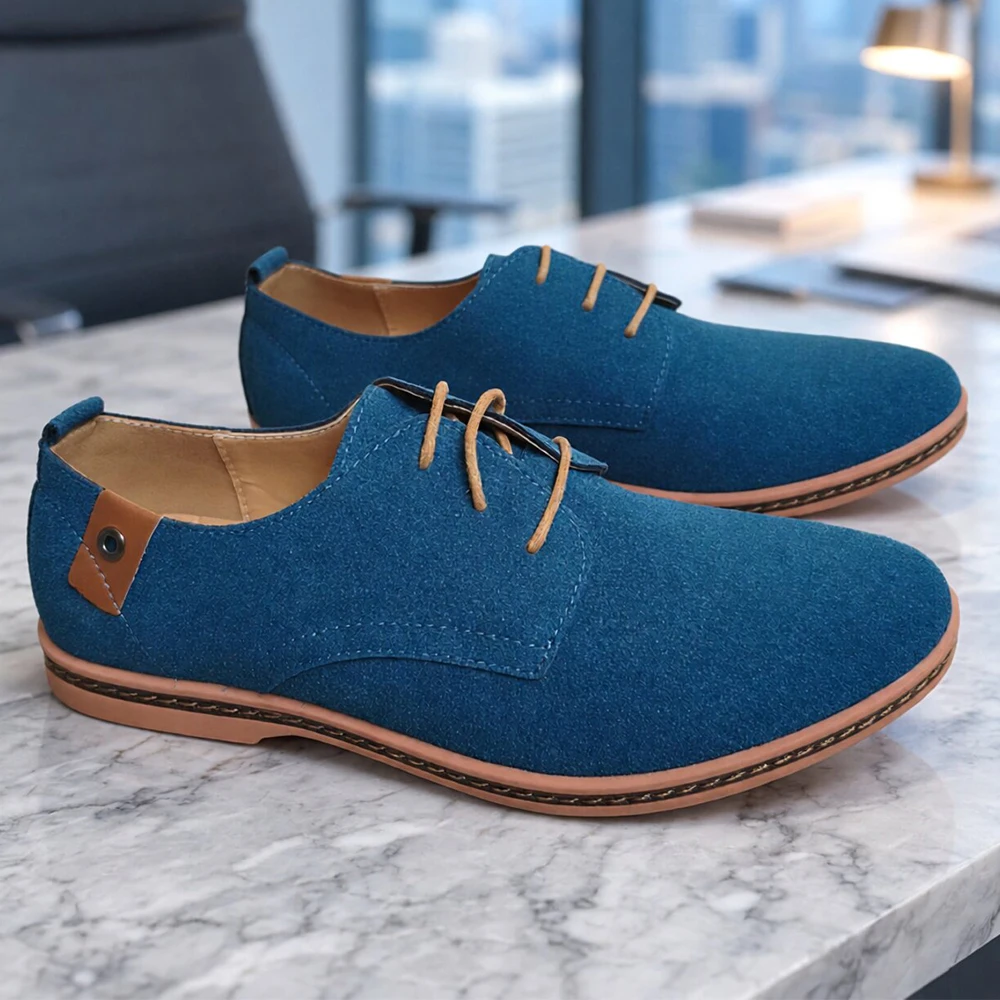 Men's Suede Casual Oxfords Shoes Breathable Comfort Matte Finish Business Shoes Classic Sneakers Footwear Dress Shoes