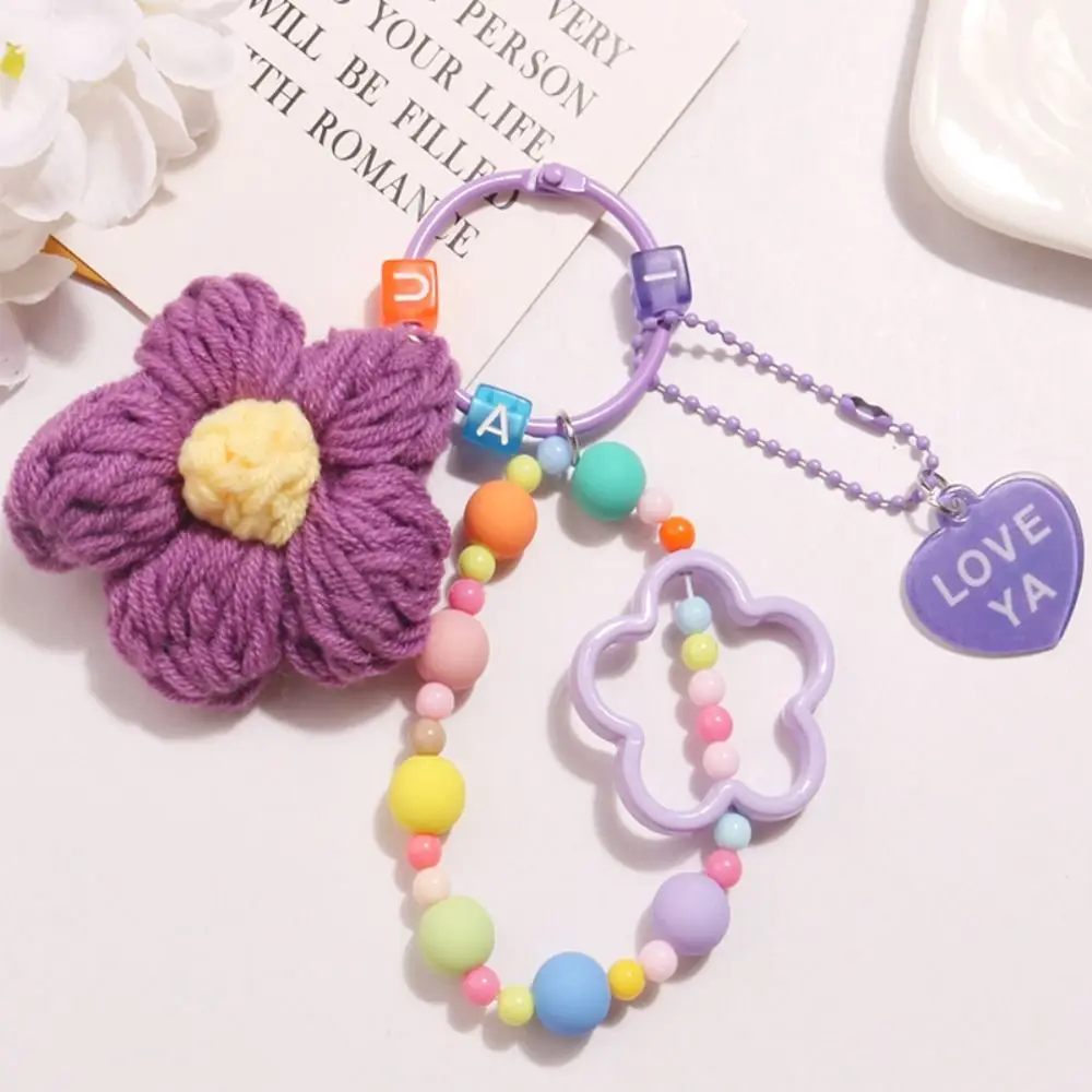 

New Handmade Keychain Pendant Colorful Five-petaled Flowers Acrylic Bag Decoration Attractive Bag Pendant