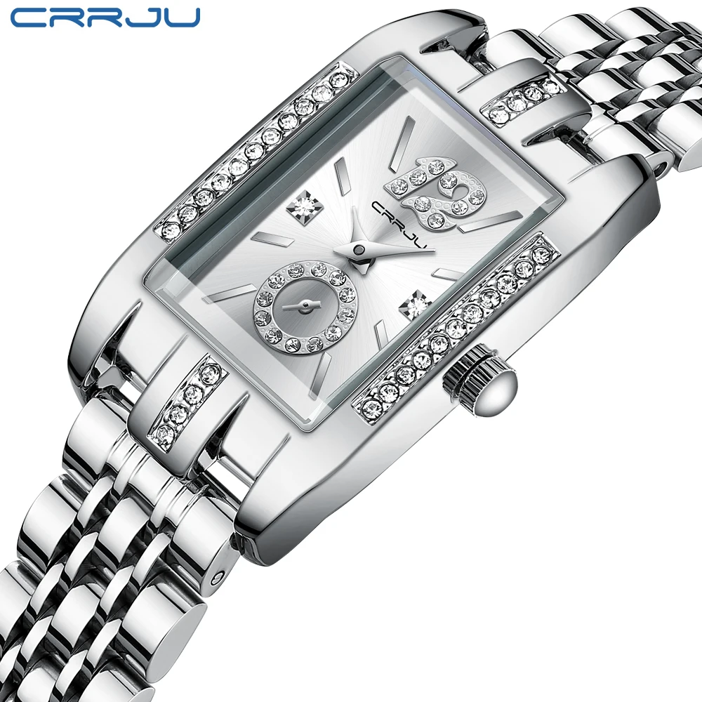 CRRJU Women Watches Luxury Rhinestone Fashion Elegant Wristwatch Quartz Watch For Girl Ladies Clock Relogio Feminino