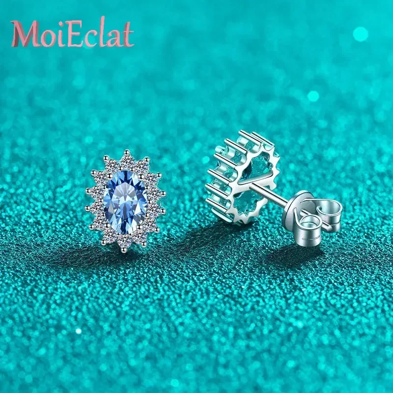 

Элегантные платиновые серьги-гвоздики Pt950 для женщин, День святого Валентина, 0,5 карата сапфира, синий муассанит, бриллиант, ювелирные изделия, подарки