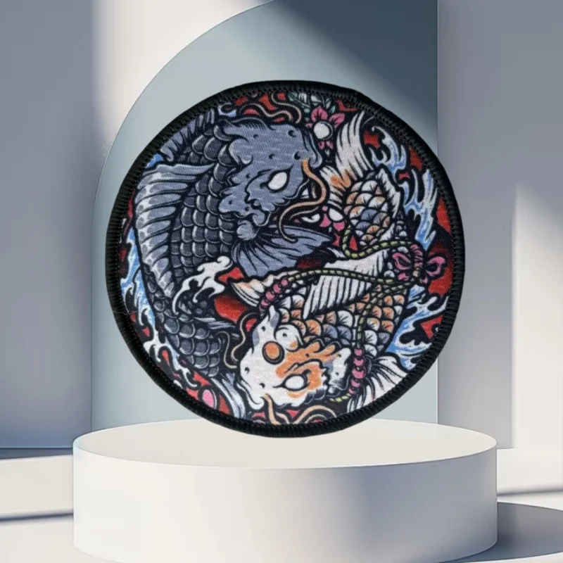 

Yin-yang Fish Printing Patch Tactical Decorative Armband Hook and Loop Morale Badge Backpack Stickers DIY Patches for Clothing