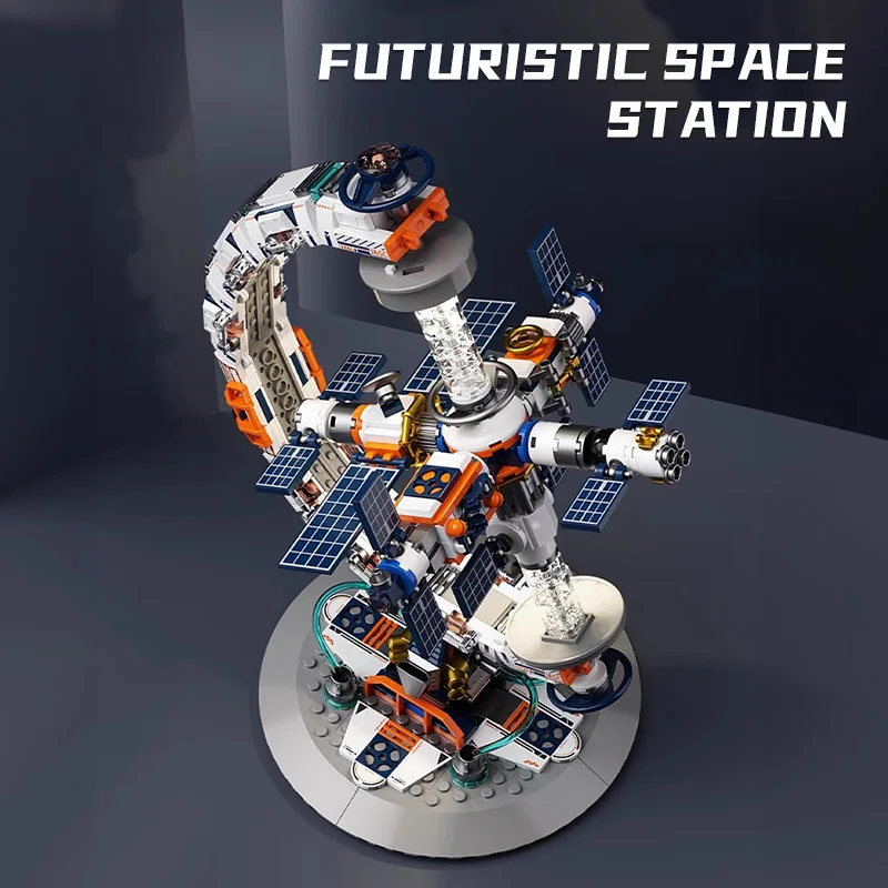 Space Station Globe Building Set Rotatable Globe Display Model with English Mark Dual Illumination Chrismas Gift for Kid Student