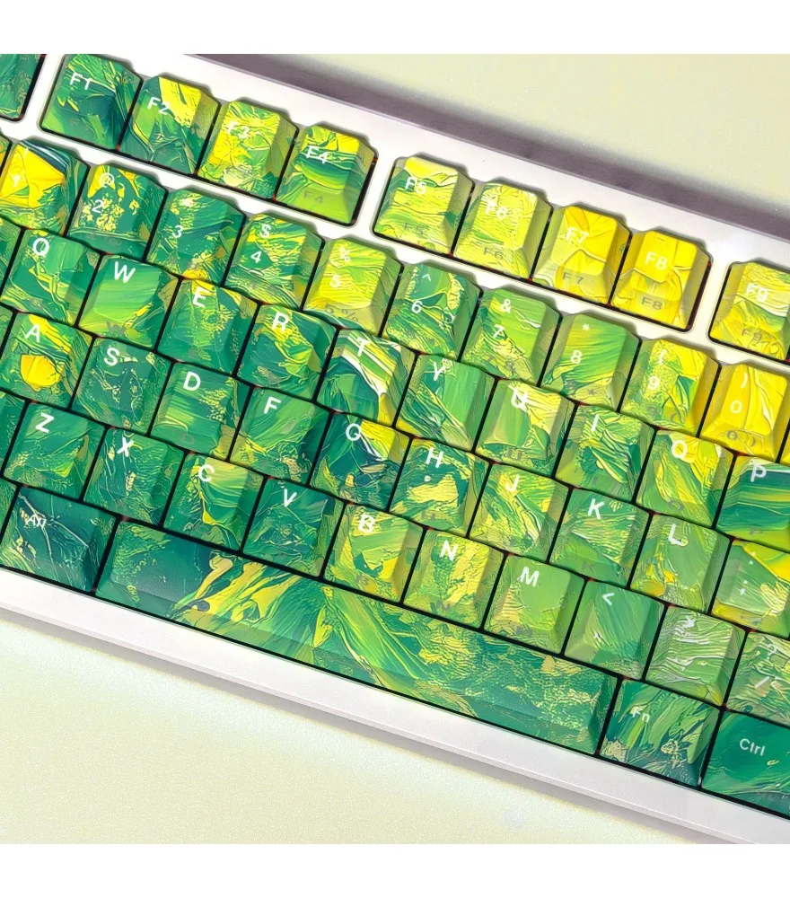 Keycap Korean Russian European small language can be magnetic axis keyboard double engraving light transmission Pbt original