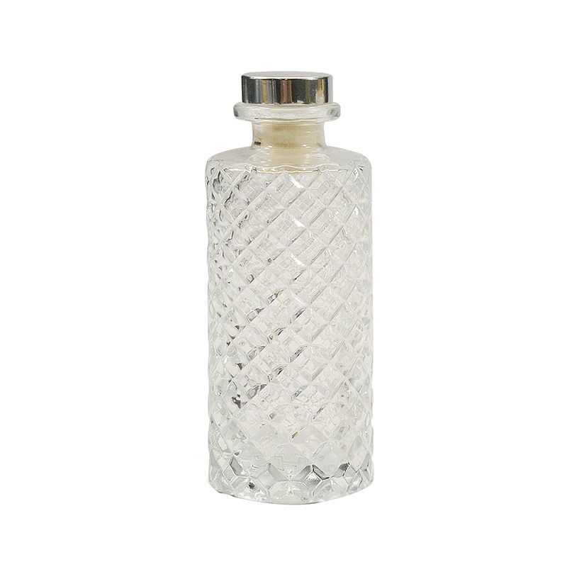 1pc 150ml diamante/listra vertical/sarja garrafas vazias de aromaterapia difusor de óleo essencial garrafas reed difusor varas recarga