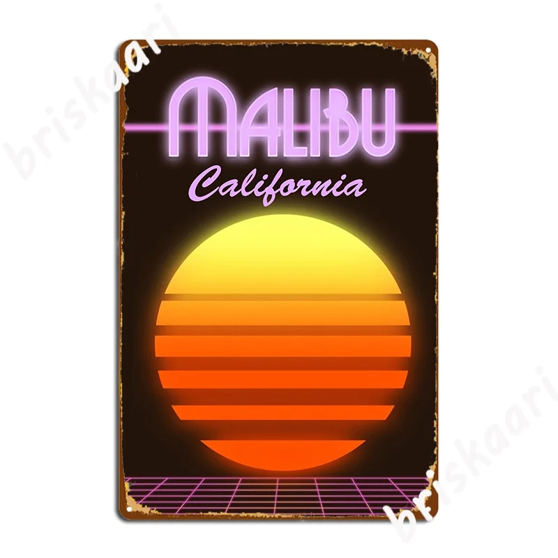 Malibu California Sunset Travel Poster Poster Metal Plaque Club Printing Cave Pub Garage Decoration Tin Sign Posters