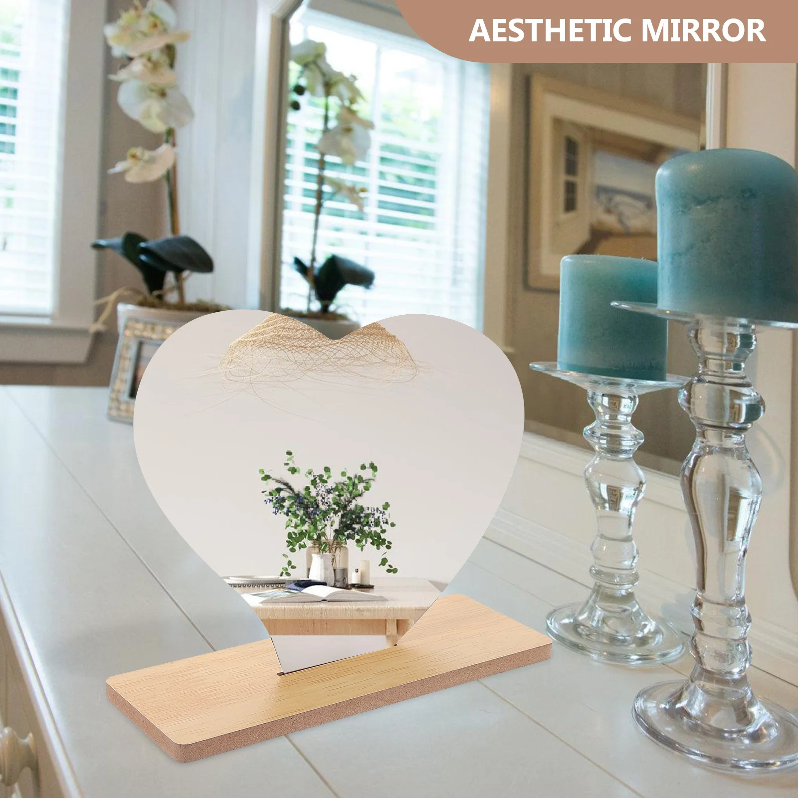 

1Set Irregular Heart Acrylic Makeup Vanity Mirror Aesthetic Frameless Table Desk Decorative Mirror Stand Mirror,