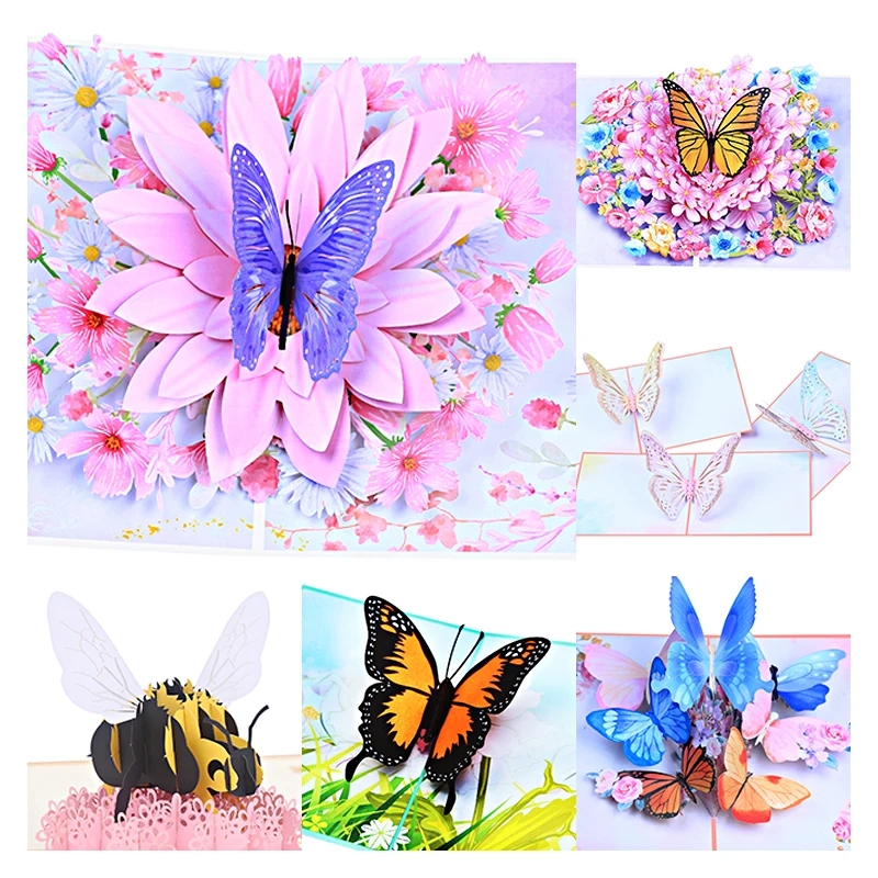 3D Butterfly Pop Up Card for All Occasions, Thank You Card, Slide Out Note, Valentine's Day, Party Invitation, Birthday Gift