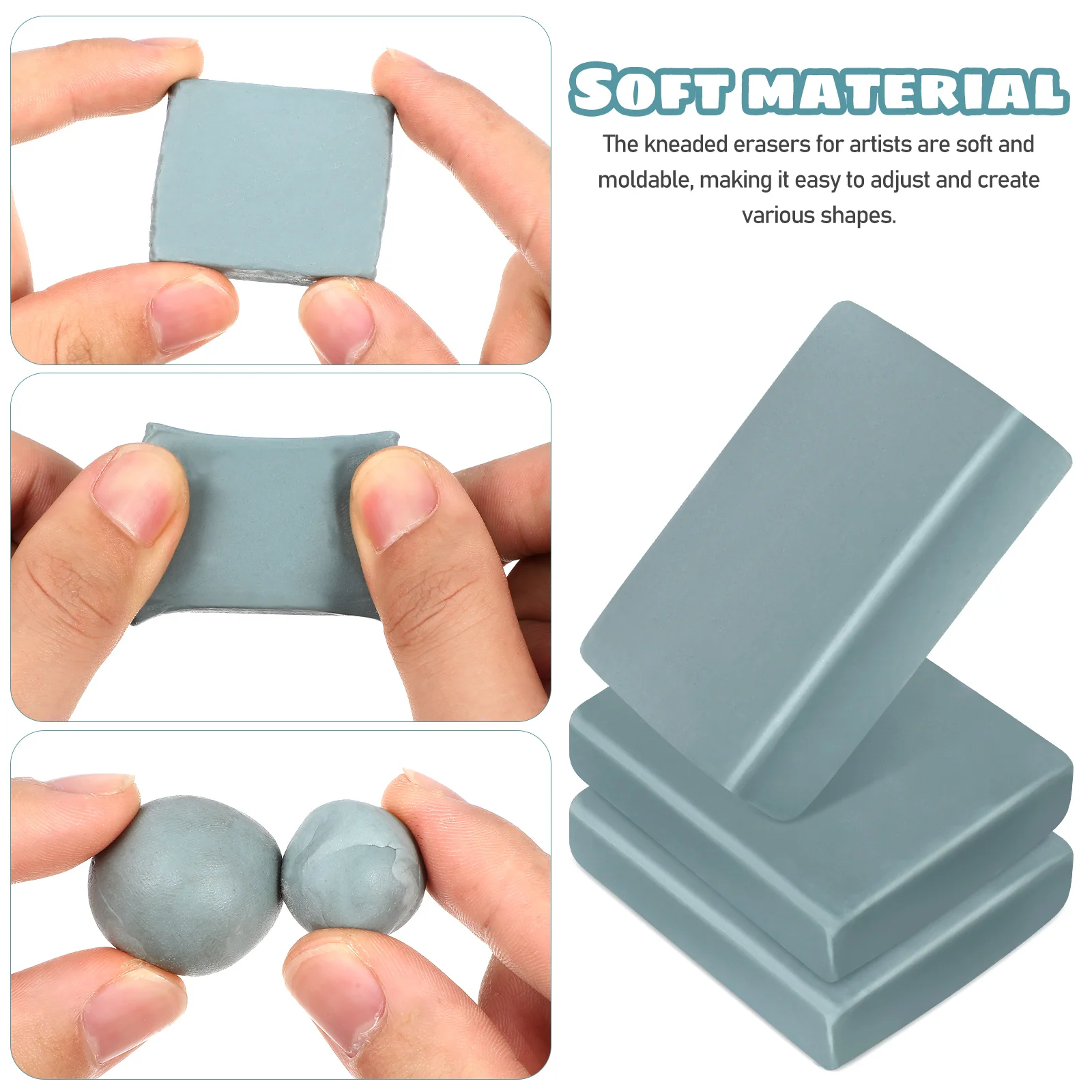 12 Pcs Eraser Kneaded Gum Moldable Household For Sketching Erasers Drawing Plasticine Block School Pupils Kneading Kids