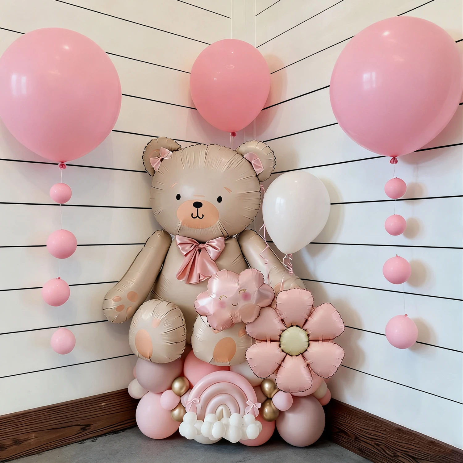 Schleife Bär Ballon Set mit rosa Gänseblümchen Ballon Wolke Aluminiumfolie Ballon für Geburtstagsfeier Dusche Vorschlag Hochzeitsdekoration – Detail 6