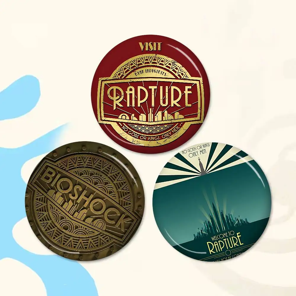 B-Bioshock R-Rapture Game Anime Button Pin Handmade Brooch for Clothes Cartoon Badge Backpack Decoration Jewelry Accessories