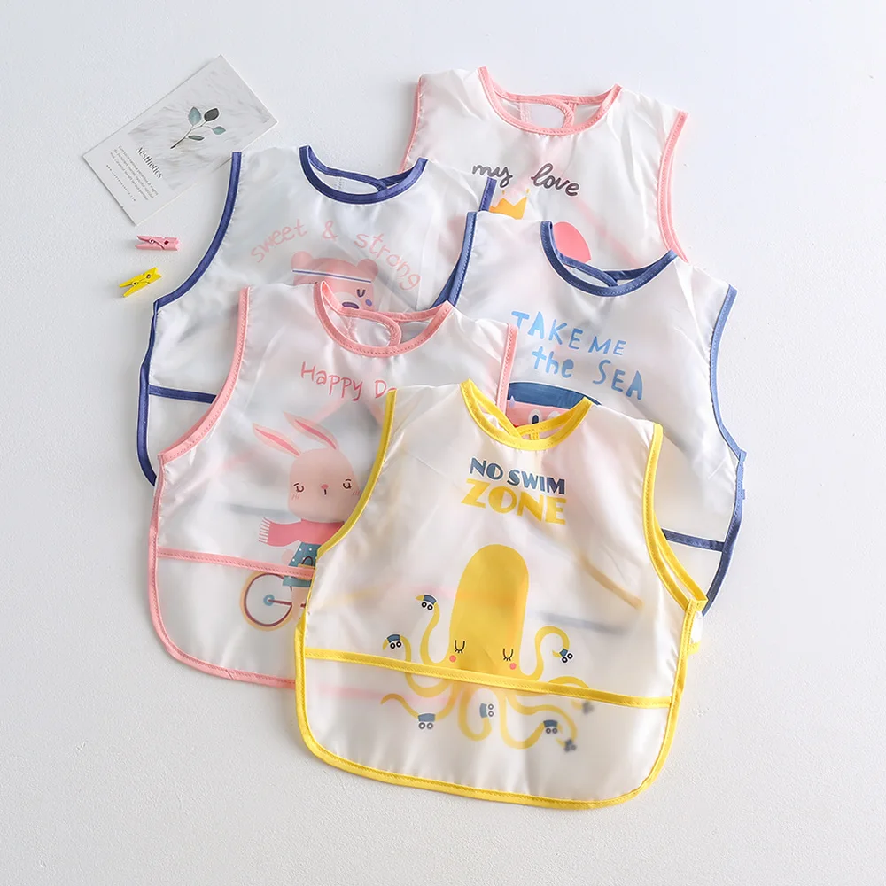 New Cartoon Sleeveless Baby Bibs Waterproof Apron Cute Washcloth Feeding Bib Soft Burp Cloth For Toddler Boys Girls Bandana Bibs