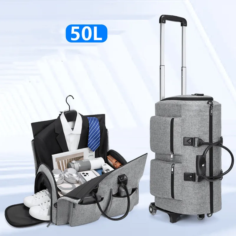 Trolley suit travel Bag With Wheels Man Business Bag Shoe Pocket Clothes Cover Suits Luggage Duffel Bags duffle garment bag