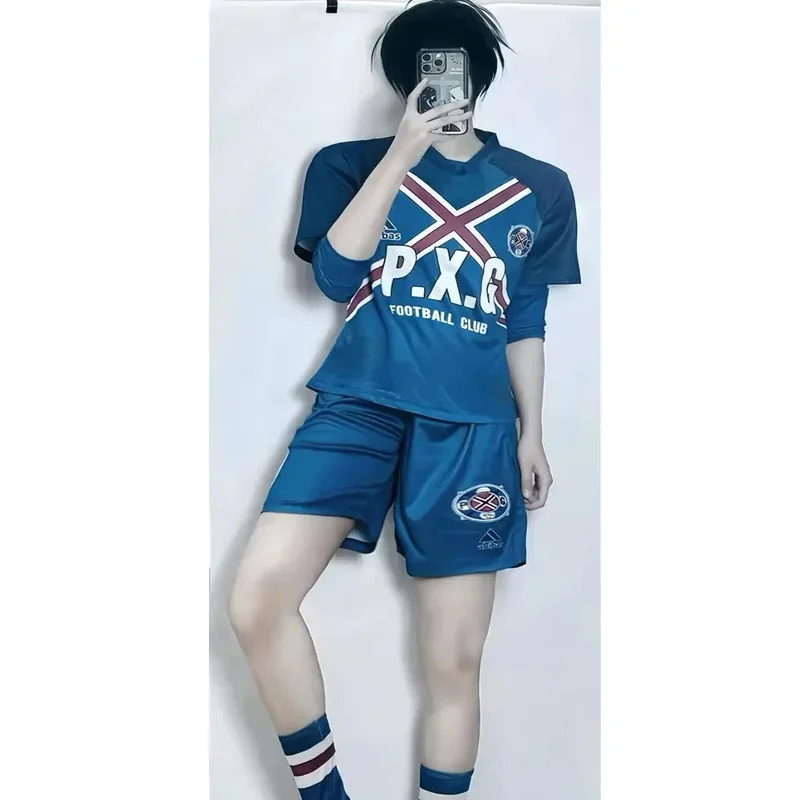 Anime Blue Lock #9 Rin Itoshi Shidou Ryusei Charles Cosplay P.X.G Jersey Wig Embroidery Football Uniform Tops Shorts Sports Set