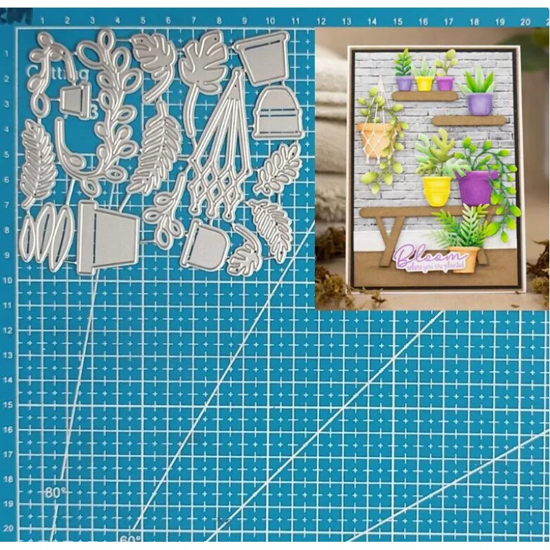 

Metal Cutting Dies Plants Pots Scrapbooking Embossing Paper Card Crafts Stencils