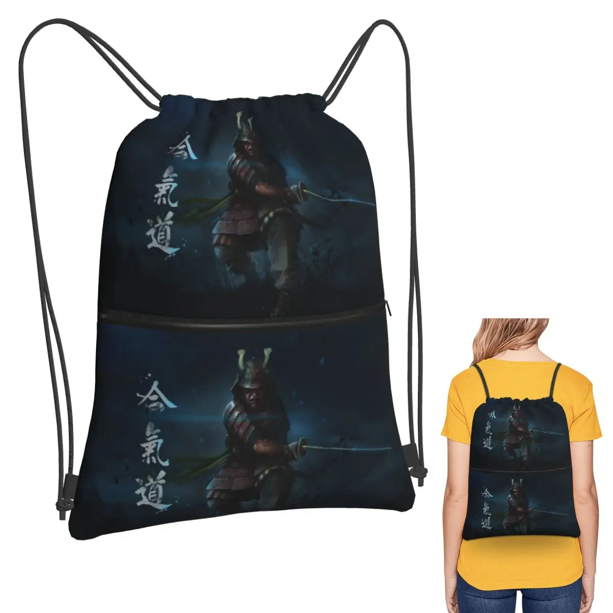 Samurai Spirits Backpacks Portable Drawstring Bags Sports Bag Book Bags for Man Woman Students