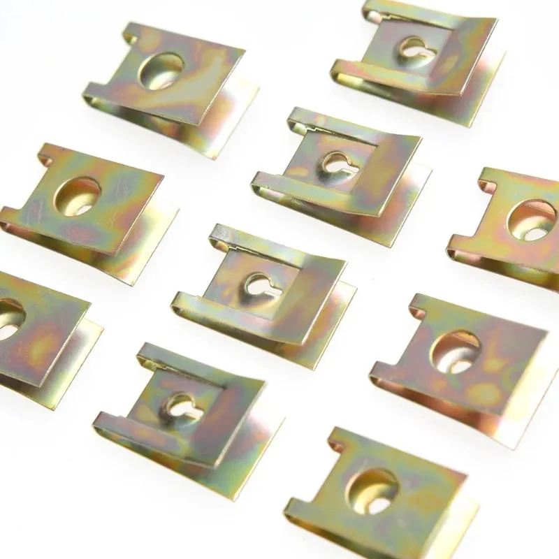 10-60Pcs U-Type Clips For Car Motorcycle Bumper Fender Trim Panel Fastener Leaf Board Fastener Anti-Rust Grommet Screw Clip