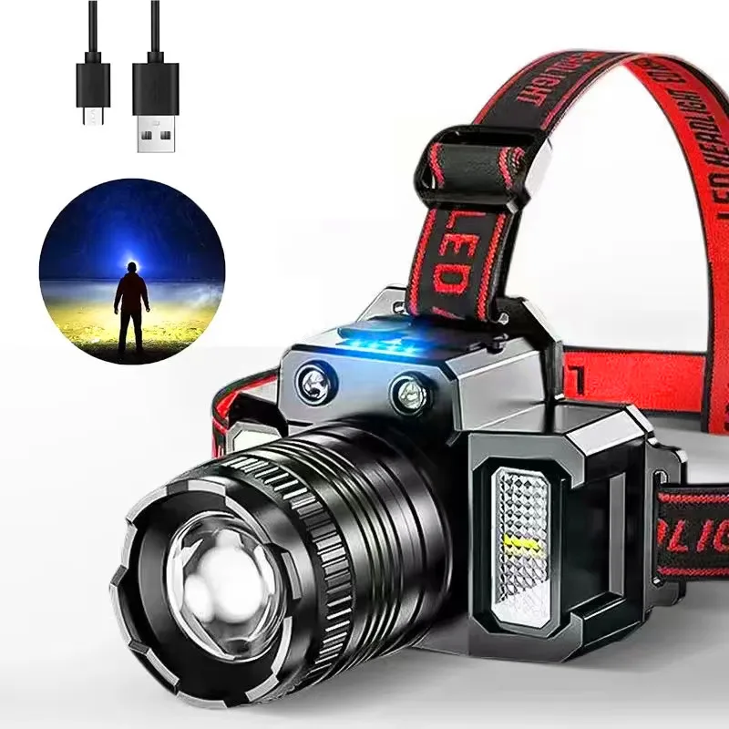 Rechargeable Headlight Led Head Torch Induction Flashlight Camping Light Super Bright Flash Head Light  Fishing Hunting