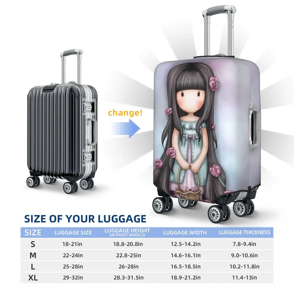 Gorjuss Gymnastics Design Luggage Protective Dust Covers Elastic Waterproof 18-32inch Suitcase Cover Travel