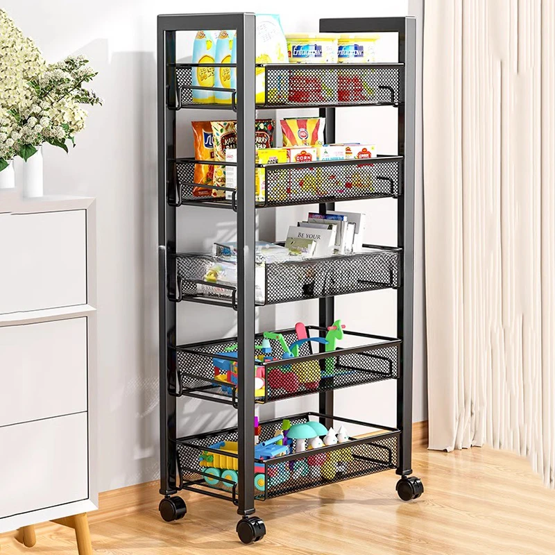 Kitchen Storage Trolley Organization Utility Basket Rolling Cabinets Trolley Food Cart Serving Vestidores Hotel Furniture