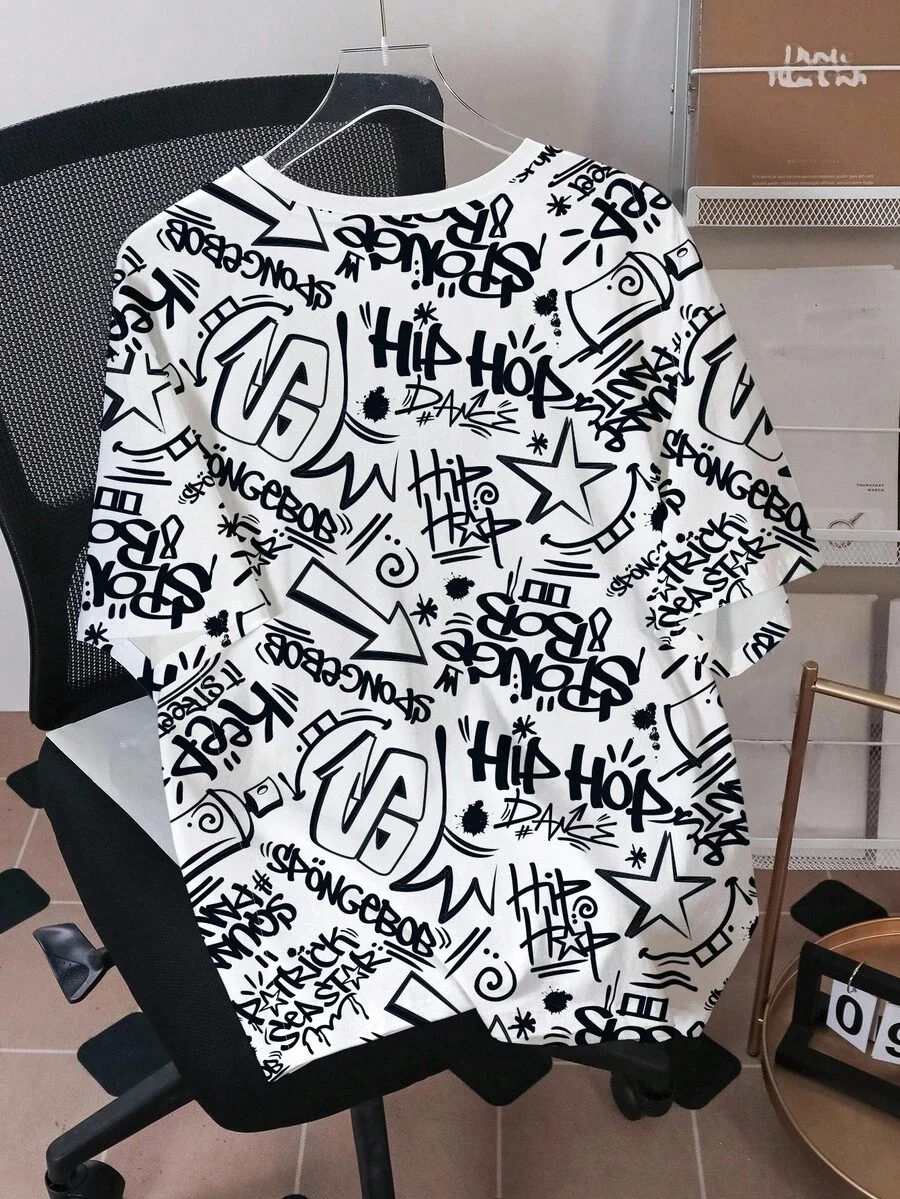 2026 Neues Trendiges SpongeBob Schwammkopf Graffiti T-Shirt, Atmungsaktive Kinder- und Erwachsenenkleidung für Männer und Frauen, Eltern-Kind-Outfit – Detail 7