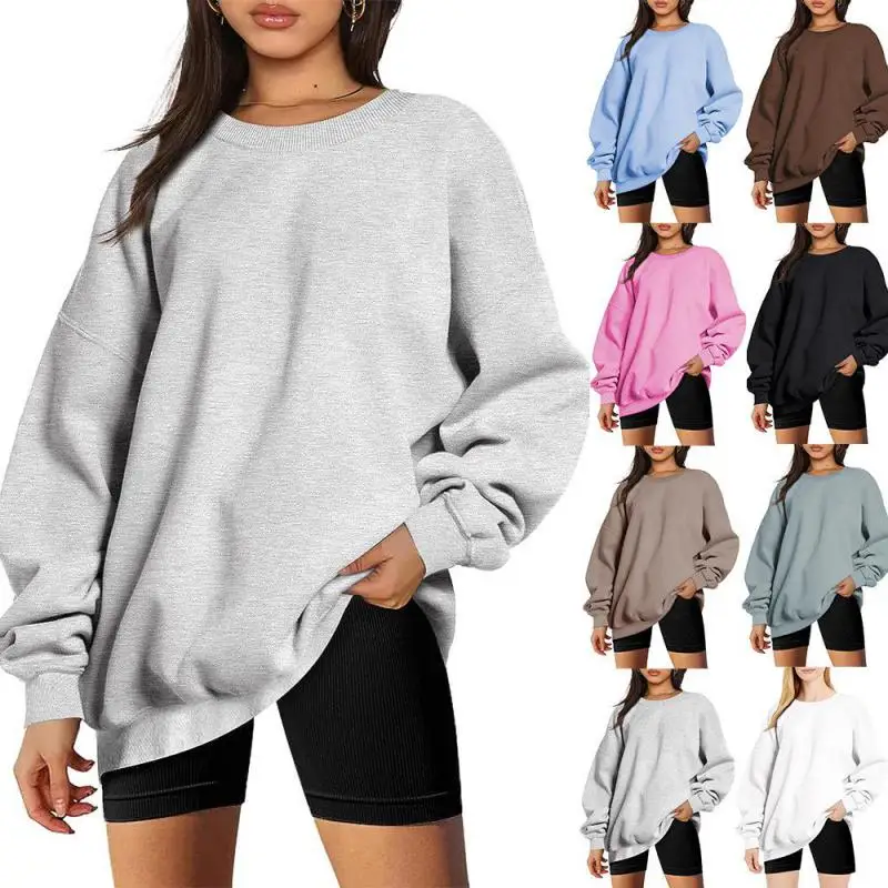 

2024 New American Fashion Brand Elegant Women's Sweater With Extra Large Thickened Round Neck Long Sleeved Sweater For Women