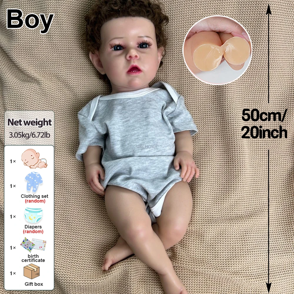 20 inch zachte levensechte siliconen herboren babyjongen poppen realistische huidtinten handgeschilderde details als unieke en doordachte geschenken