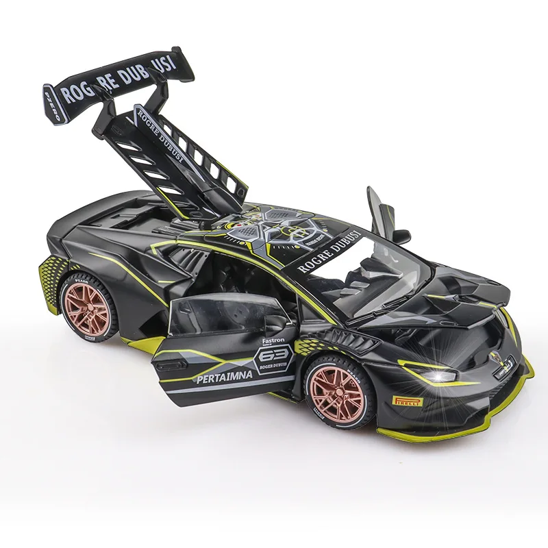 1:32 EVO2 Alloy Sports Cars Diecast Toys Models Sound Light Pull Back Doors Opened Vehices Boys Birthday Gifts