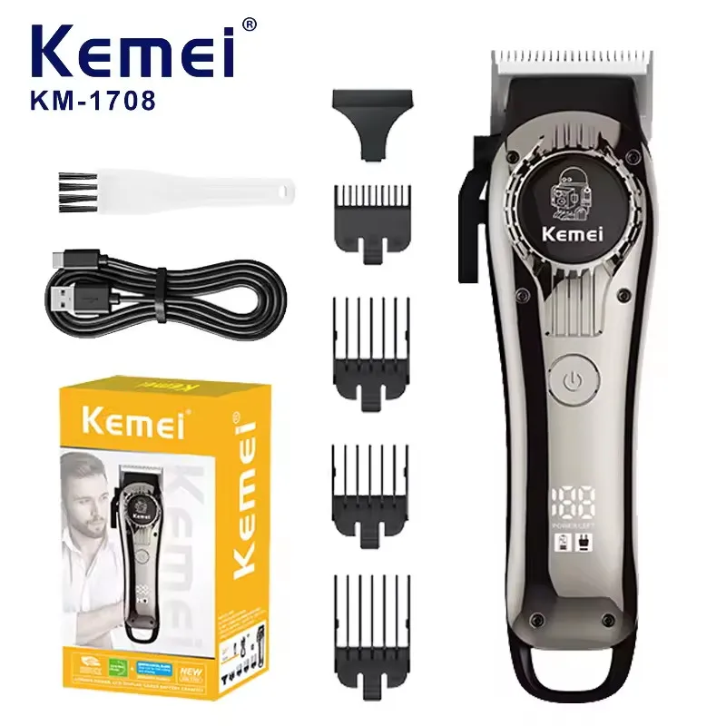 

Kemei KM-1708 Professional Electric Barber Hair Clipper Rechargeable Hair Trimmer Beard Razor Cordless Men Hair Cutting Machine