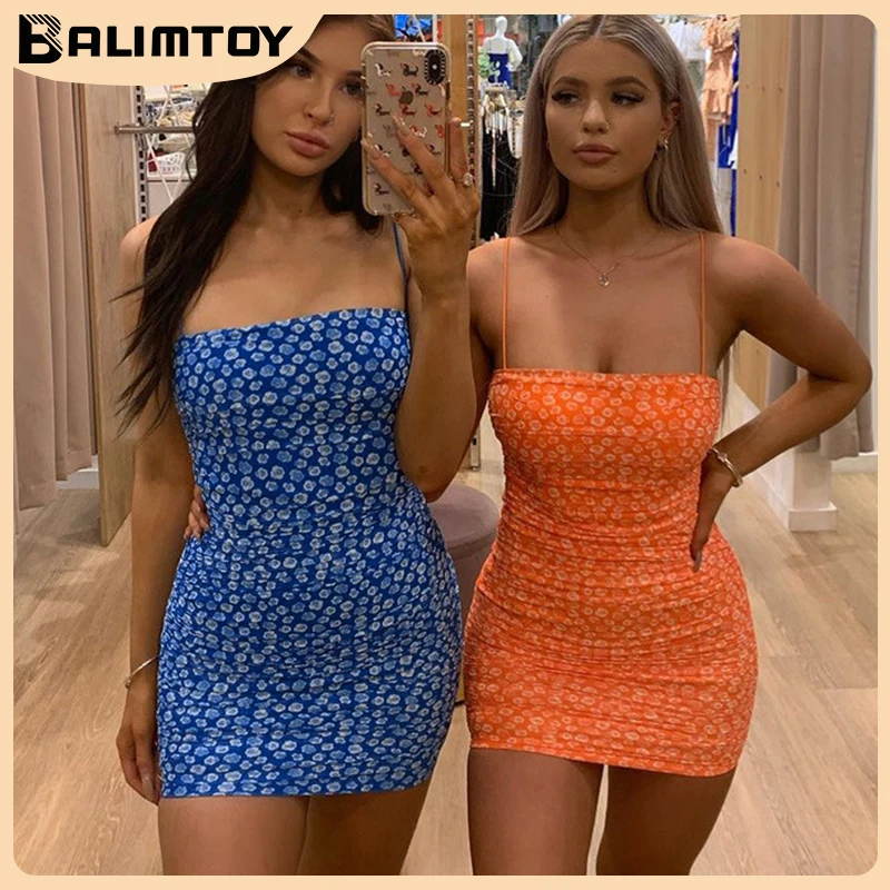 Print Sexy Dress Spaghetti Strap платье Female High Waist Sheath Club Dresses For Women Short Summer Mini Sleeveless Vestidos