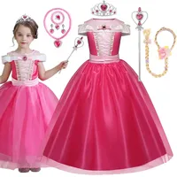 Halloween Fancy Princess Dress Sleeping Beauty Clothing Girls Fairy Tale Aurora Party Vestidos Carnival Children Cosplay Costume