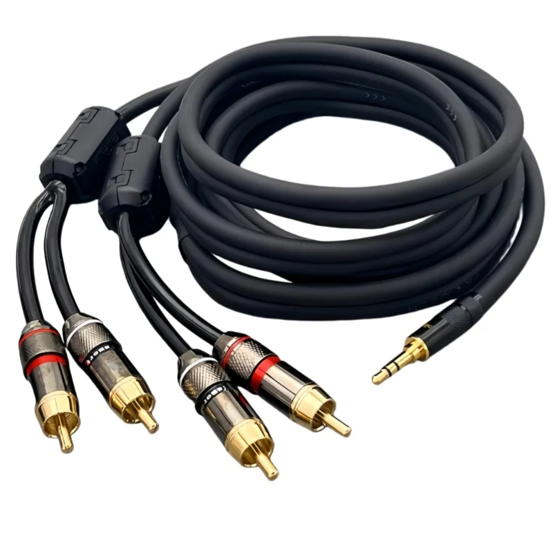 Pure copper 3.5mm to RCA 1: 4 power amplifier audio cable 3.5 to 4RCA computer with two sets of speaker audio cables