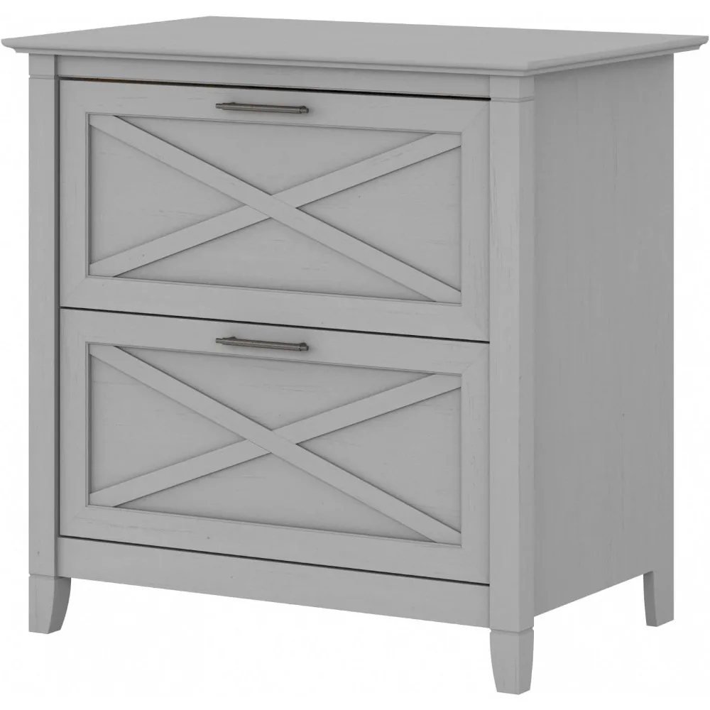 2 Drawer Lateral File Cabinet in Cape Cod Gray Document Storage for Home Office Accent Chest with Drawers