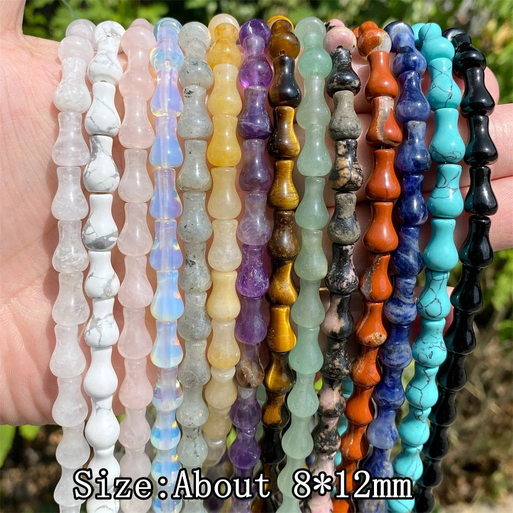 New 8x12mm Vase Shape Natural Stone Beads Smooth Spacer Gems Beaded Labradorite Obsidian Turquoises Bead for Making Jewelry DIY view 2