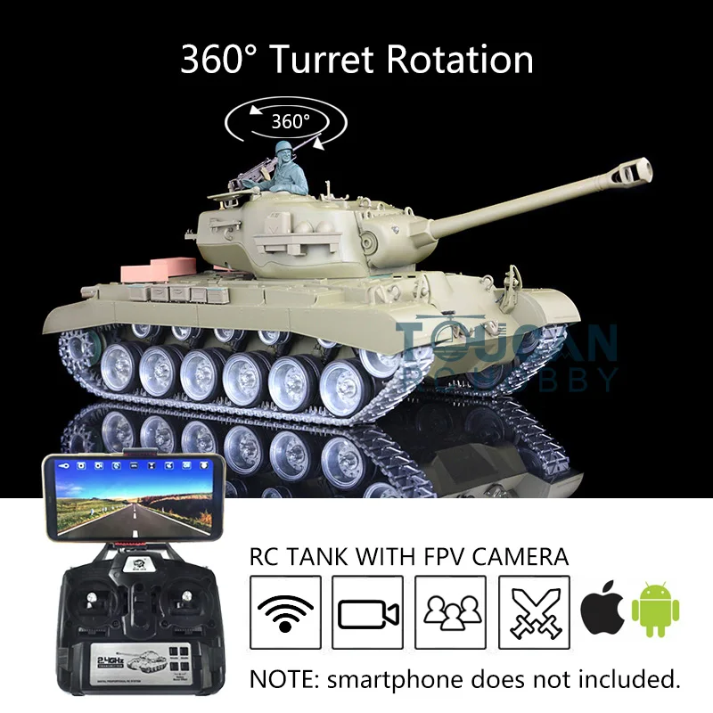 

Gifts Heng Long 1/16 7.0 FPV Camera Customized M26 Pershing Painted Green RTR RC Tank 3838 Metal Track Wheel Idlers TH17310-SMT2