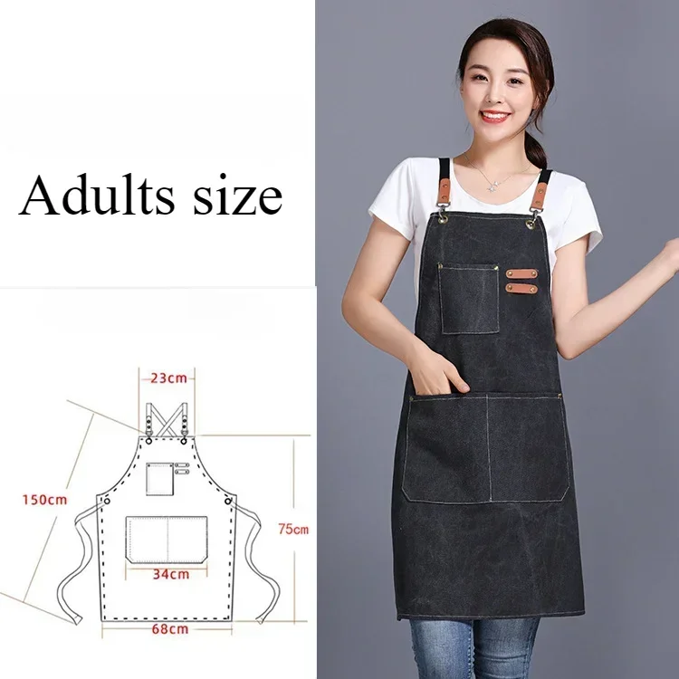 Comfortable Thin Kitchen Aprons for Woman Men Chef Work Apron for Grill Restaurant Bar Shop Cafes Beauty Nails Studios Uniform