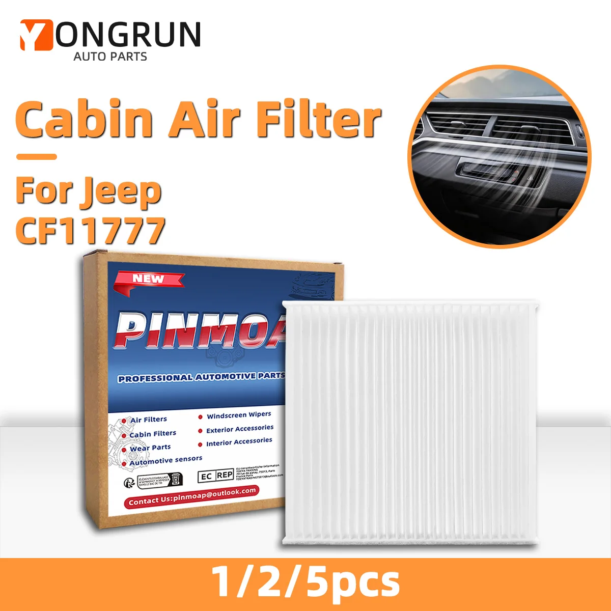 Innenraumluftfilter zur Verbesserung der Klimaanlageneffizienz, passend für Jeep Wrangler JK 2011-2018, CF11777, PC4302P, C16177, 24302, 55111302AA, 68233626AA – Detail 1