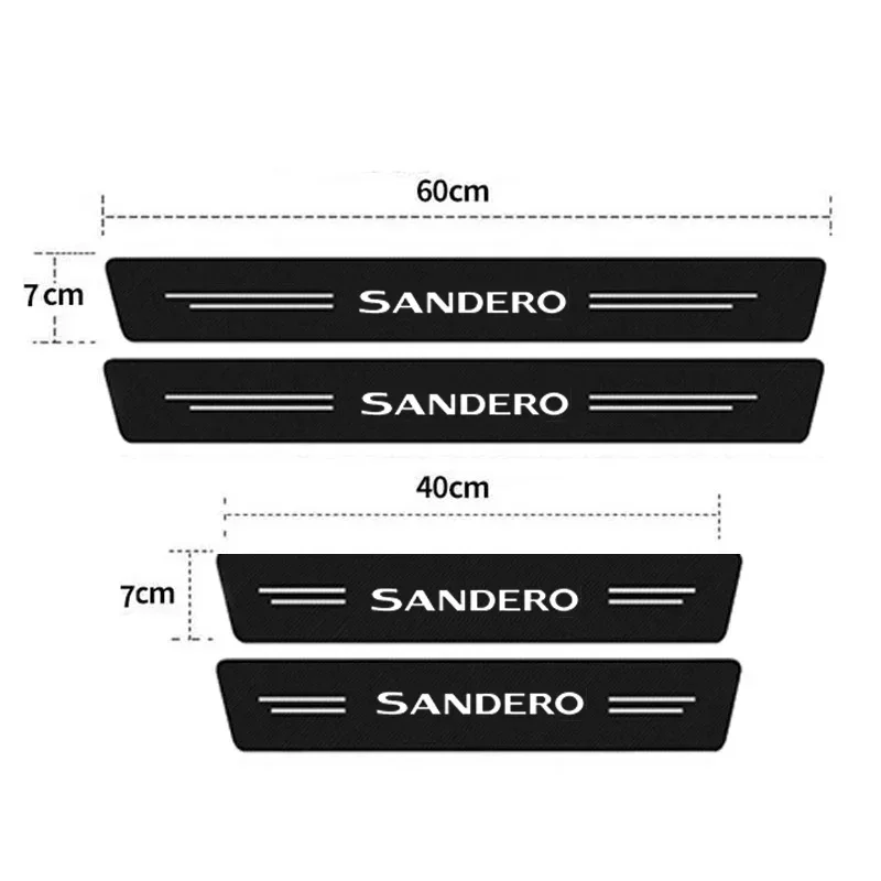 4PCS Car Door Sill Protector Plate Rear Trunk Threshold Sticker for Dacia Sandero Duster Logan Lodgy Logo Turbo R4 Accessories