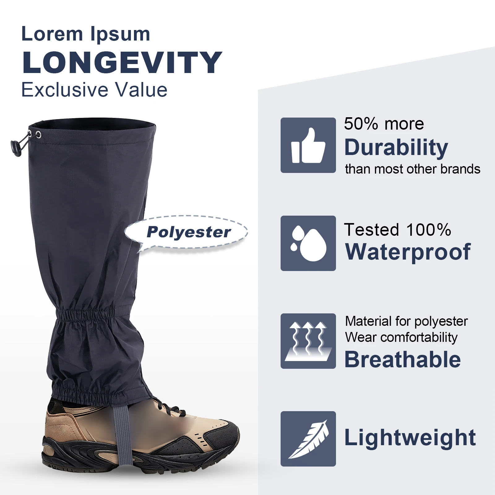 ที่คลุมขา1คู่สำหรับกลางแจ้งแบบยูนิเซ็กซ์มีซิปปิดผ้ากันน้ำหุ้มขาสำหรับปั่นจักรยานสโนว์บอร์ดเดินป่า