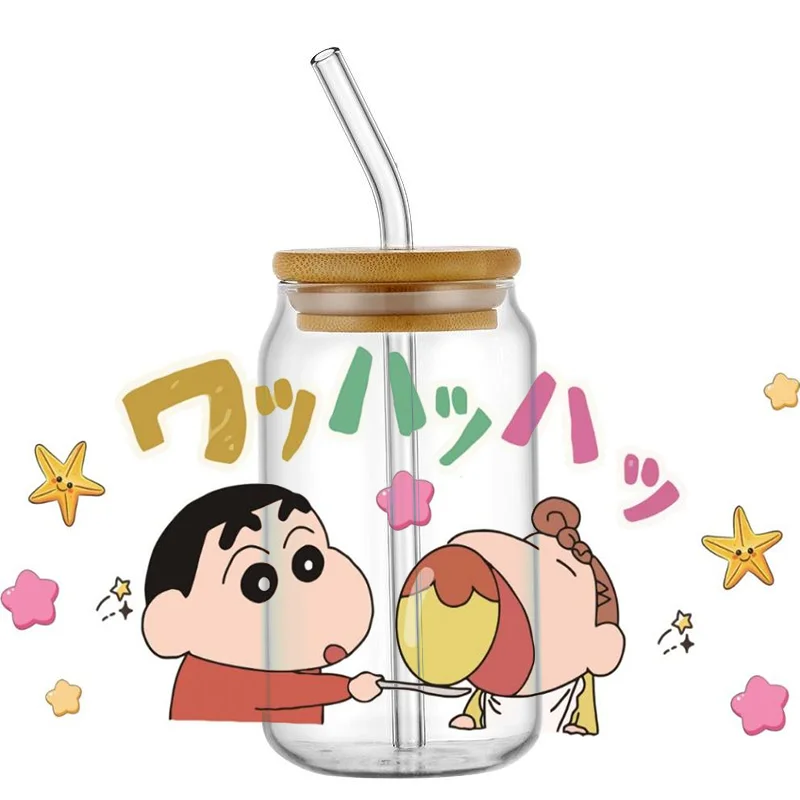 Miniso anime character crayon shin-chan Wrap UV DTF Sticker for 16oz Cup Wrap Decal Transfer Sticker Label Logo Self adhesive