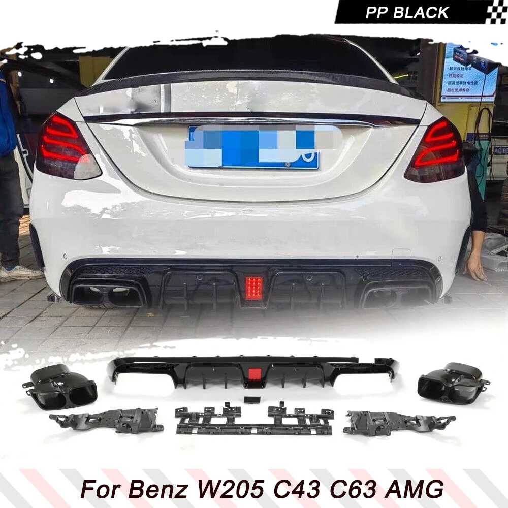 

Car Rear Bumper Diffuser Lip Spoiler Exhaust Tips for Mercedes-Benz C Class W205 C200 C250 C300 C350 C400 C43 C63 AMG S 2014UP