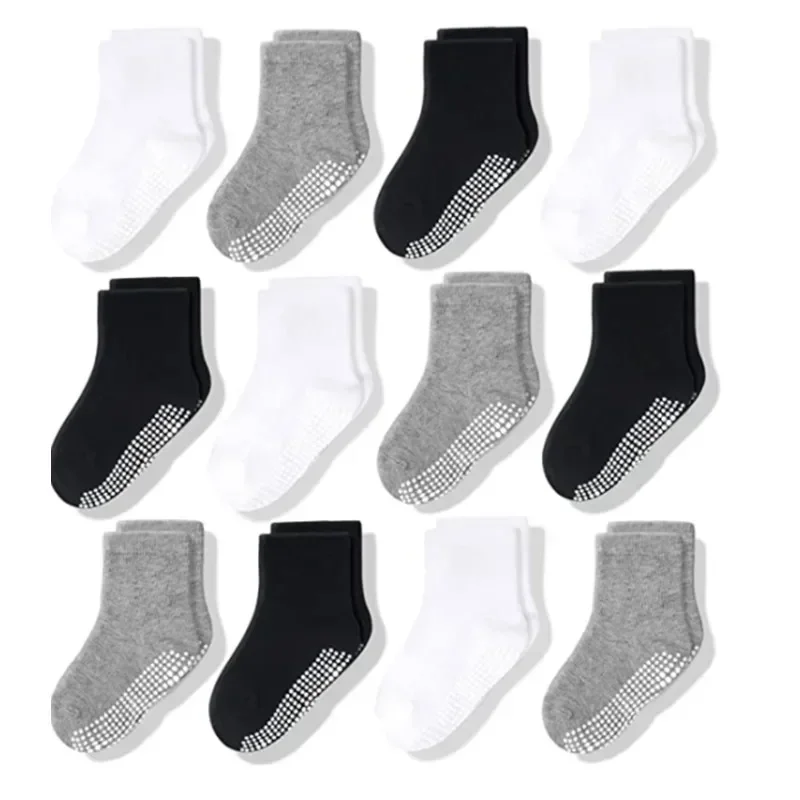 10Pairs/Lot 1-7Years Kids Cotton Rubber Slip-Resistant Floor Socks Boys Girls Socks