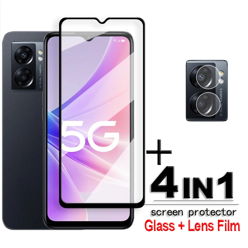 Untuk OPPO A77 Kaca OPPO A77 A57 A96 A76 A36 4G Kaca Antigores 2.5D Pelindung Layar Penutup Penuh OPPO A77 5G Film Lensa 6.58 Inci