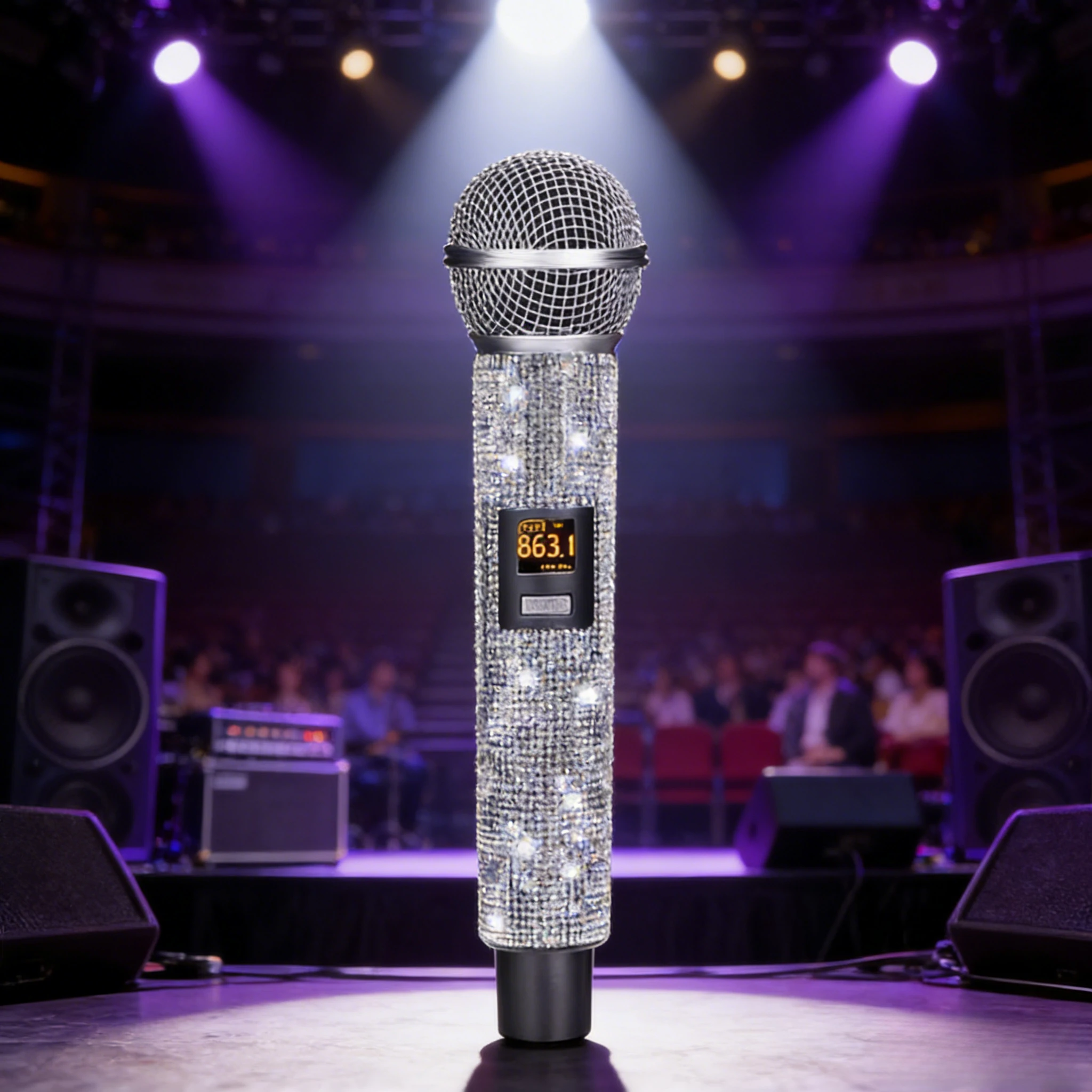 

NEW Advanced Stage Performance Diamond Wireless Microphone Type-C Charging VHF Dynamic Mic for Karaoke Live Streaming Durable