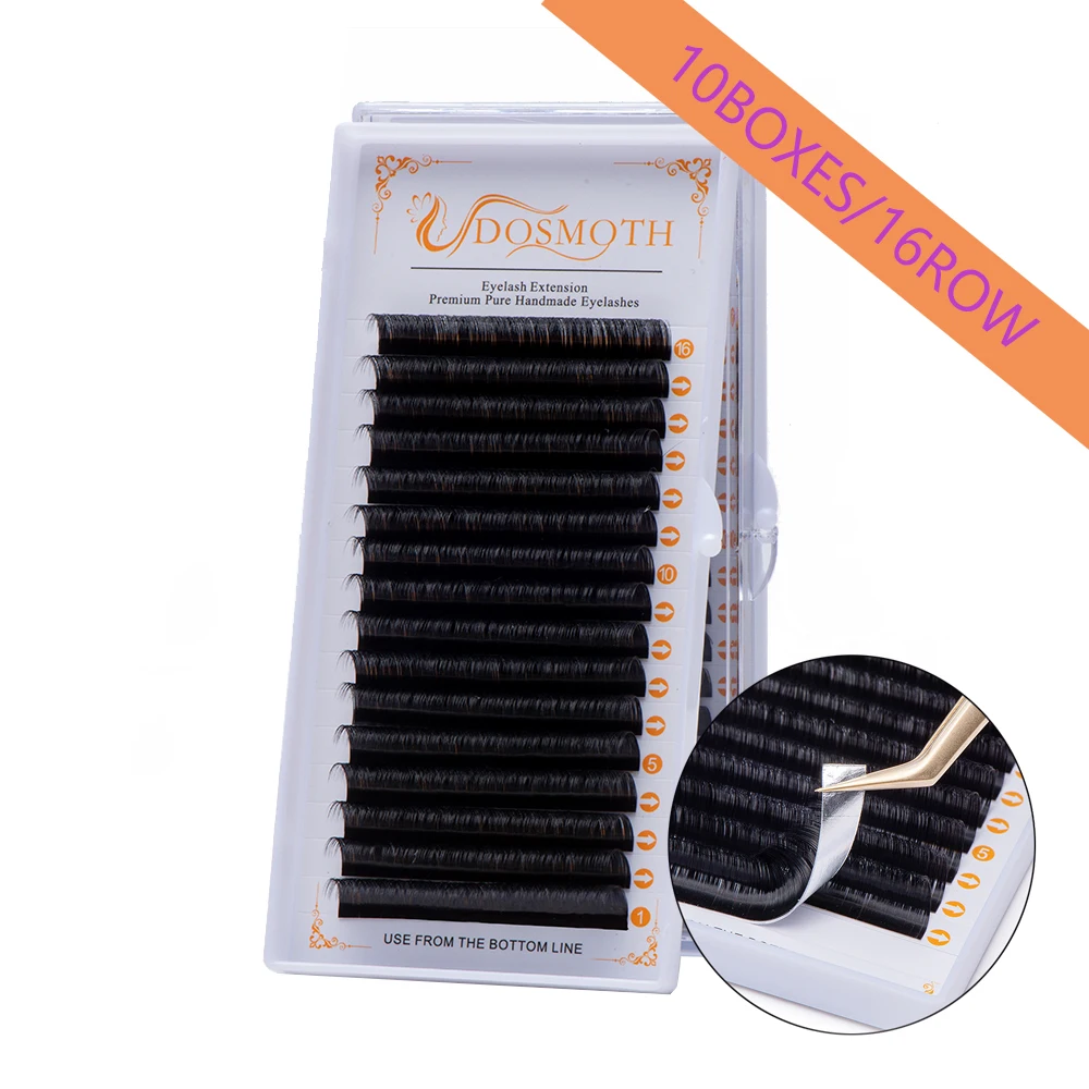 DOSMOTH 10 caixas 16 linhas 7-16mm extensões de cílios de vison supibra extensão de cílios postiços individuais cílios cosméticos