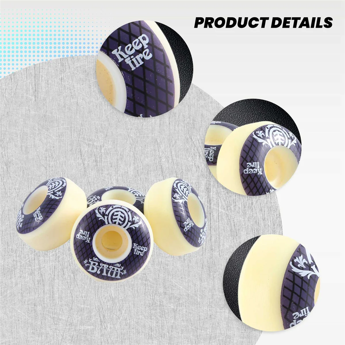 KEEPFIRE 4Pcs Skateboard Wheels 54mm PU Hardness Skate Board 85A Longboard Wheels for Street Longboard Skate Deck Wheel