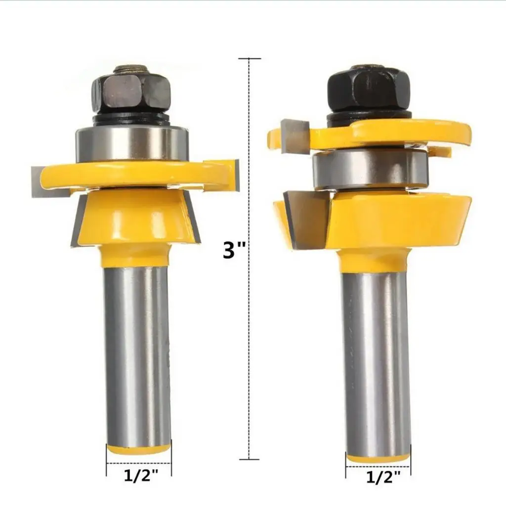 Woodworking Router Bit 76mm Alloy Chisel Cutter Set Power Tool Matched Tongue Groove for Precise Joinery