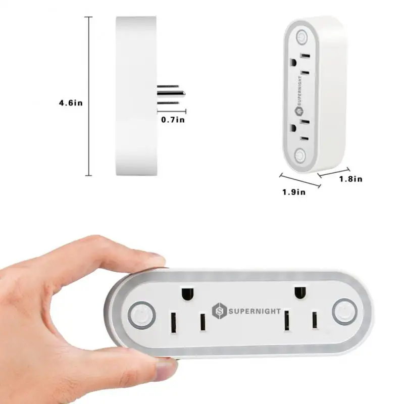 Outlet พร้อมเซนเซอร์ตรวจจับแสง Night Light Timing Smart Life ซ็อกเก็ตอัจฉริยะควบคุมเสียง Tuya US Plug ทํางานร่วมกับ Alexa Home 16a