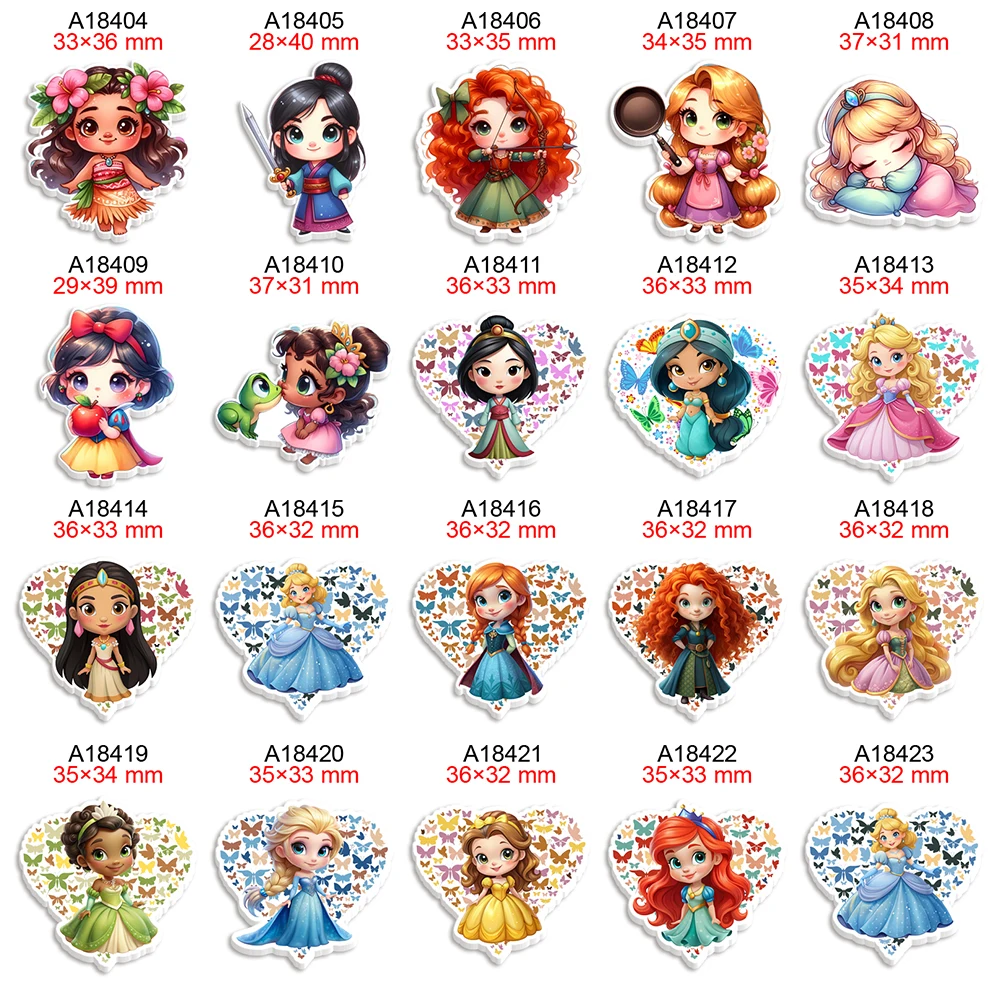 Disney Princess Character Planar Resin for DIY Hairbows Craft Materials Accessories 30Pcs/lot