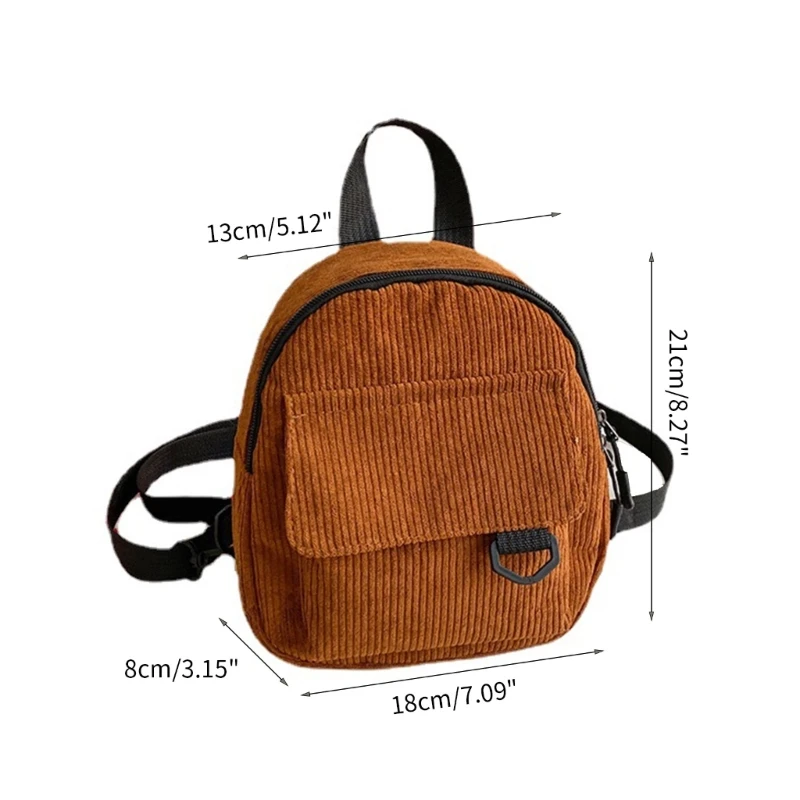 กระเป๋าสะพายไหล่สำหรับเด็กผู้หญิง Multi-Purpose Fashion Pack Corduroy Zipper Daypack