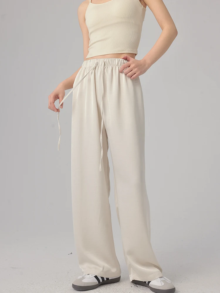 

Модные свободные брюки прямого кроя с завязками от CHILL ZOEY, женские длинные брюки с высокой талией для повседневной носки, из полиэстера.